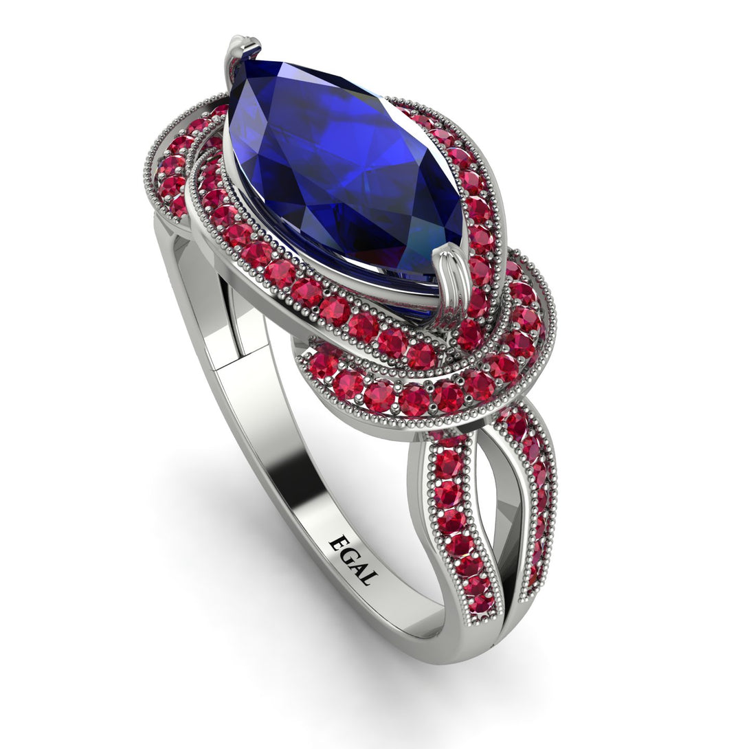 Milgrain Marquise Sapphire Engagement Ring - Marley No. 60