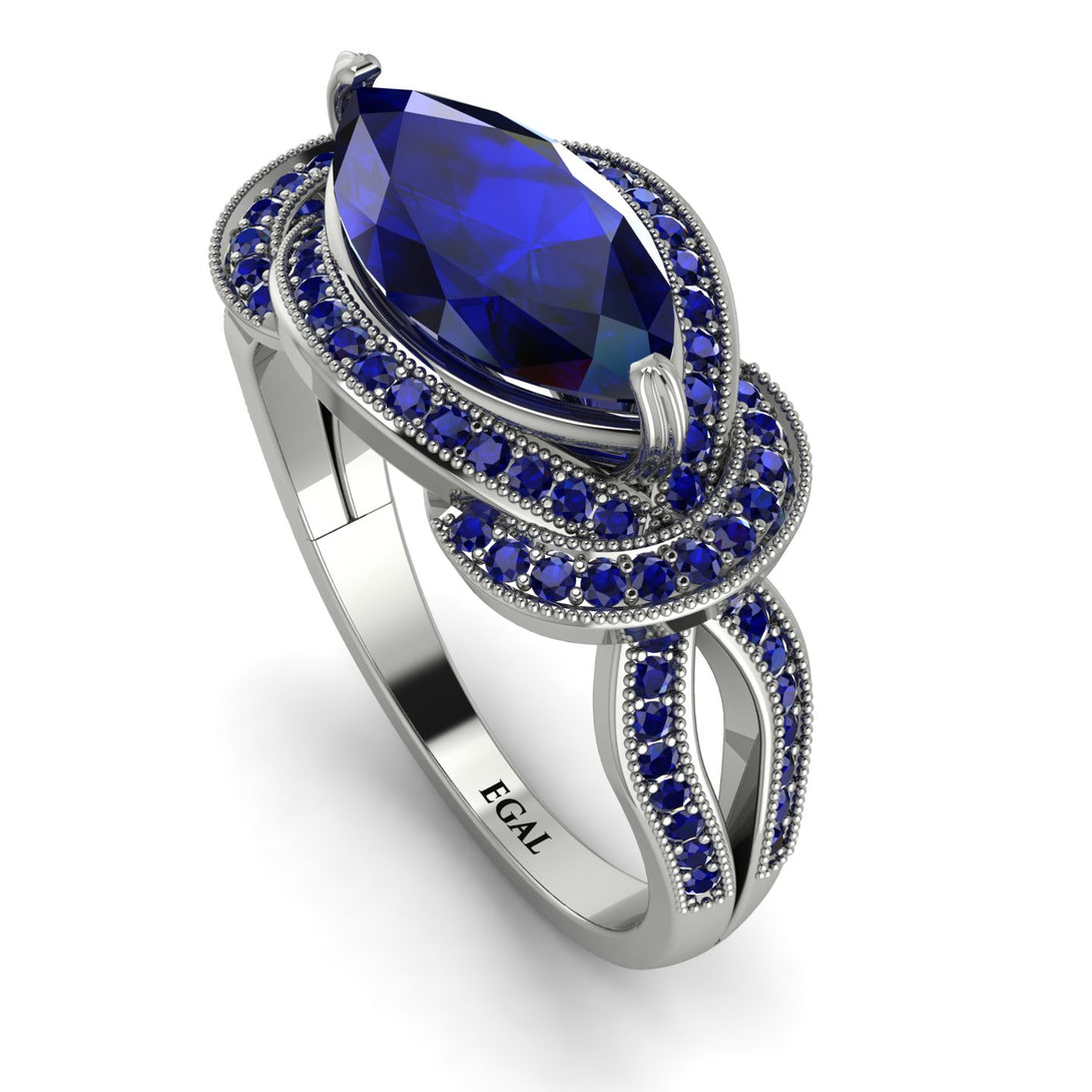 Milgrain Marquise Sapphire Engagement Ring - Marley No. 75