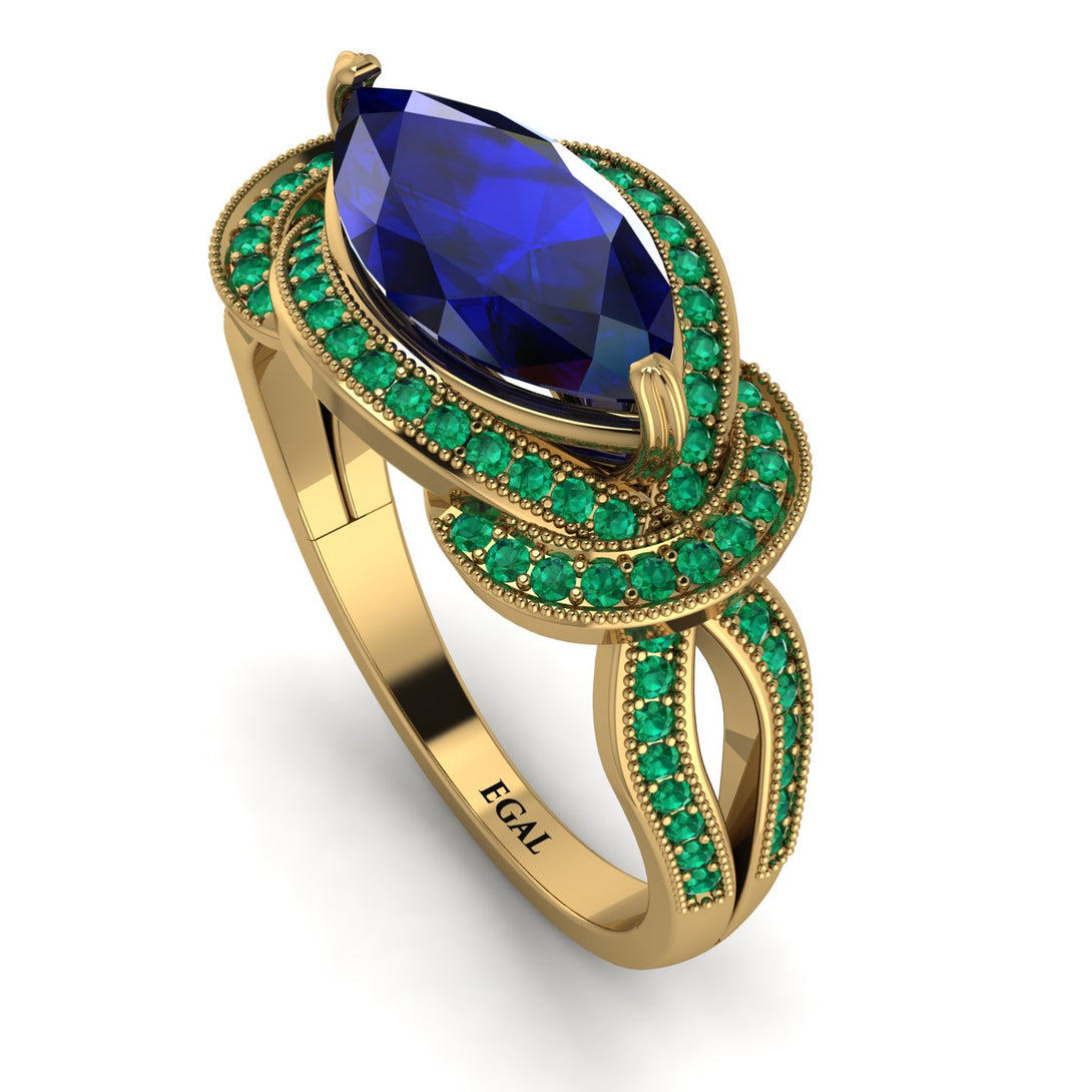 Milgrain Marquise Sapphire Engagement Ring - Marley No. 28