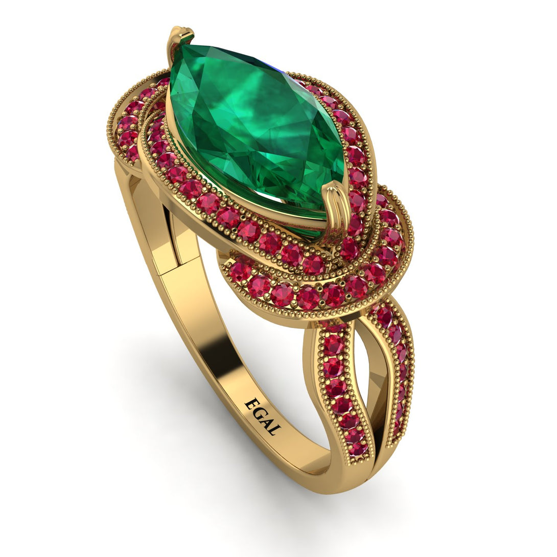 Milgrain Marquise Emerald Engagement Ring - Marley No. 49