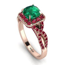 Cushion Cut Emerald Milgrain Engagement Ring - Adelyn No. 50 image 1