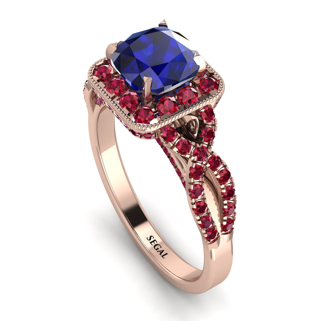 Cushion Cut Sapphire Milgrain Engagement Ring - Adelyn No. 59