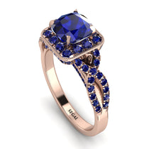 Cushion Cut Sapphire Milgrain Engagement Ring - Adelyn No. 74 image 1
