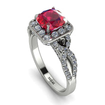 Cushion Cut Ruby Milgrain Engagement Ring - Adelyn No. 12 image 1