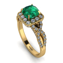 Cushion Cut Emerald Milgrain Engagement Ring - Adelyn No. 4 image 1