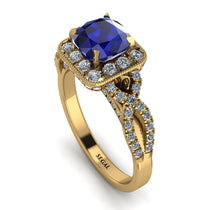 Cushion Cut Sapphire Milgrain Engagement Ring - Adelyn No. 13 image 1