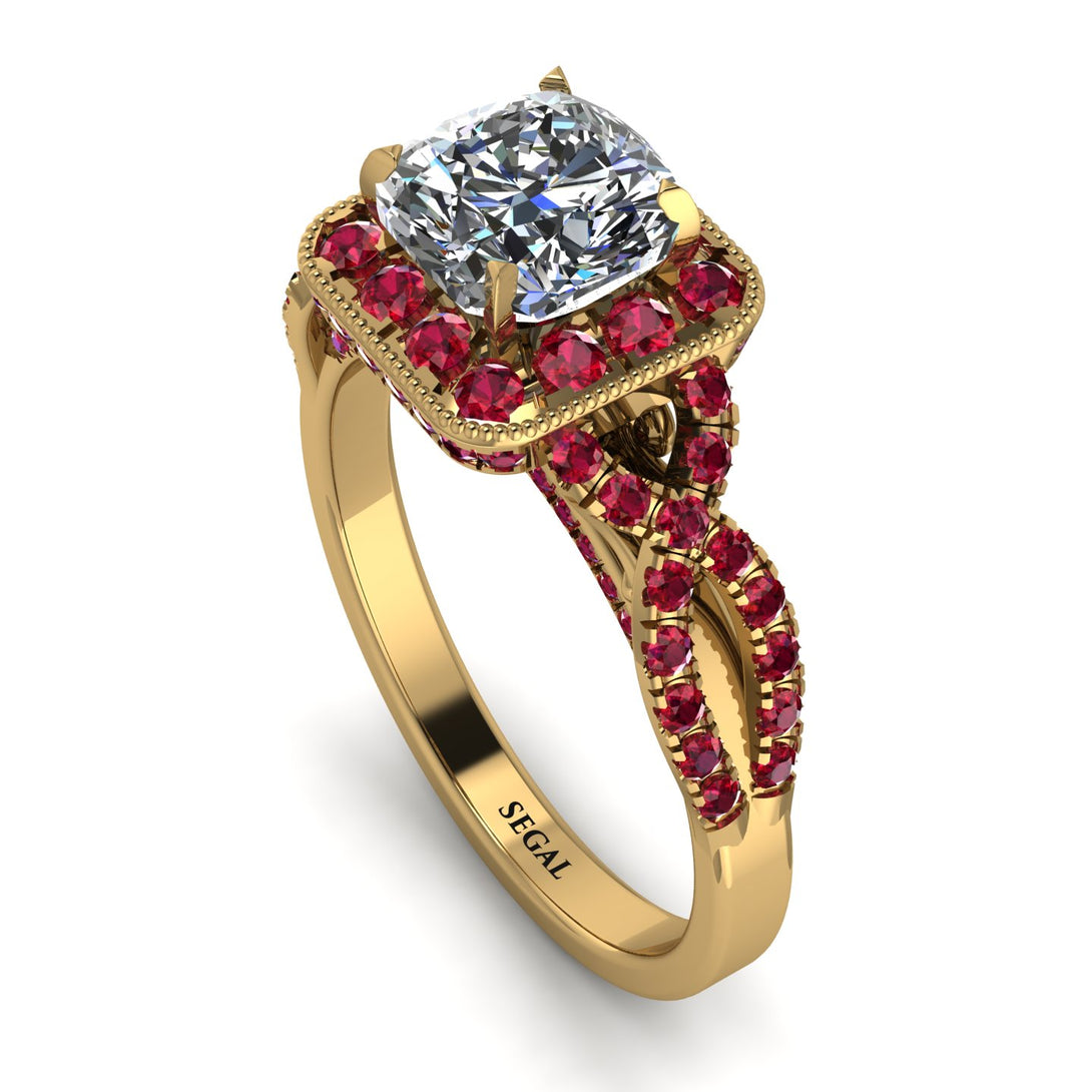 Cushion Cut Diamond Milgrain Engagement Ring - Adelyn No. 46