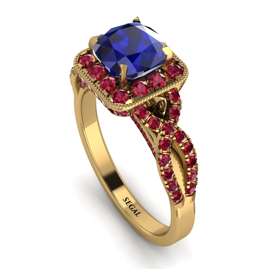Cushion Cut Sapphire Milgrain Engagement Ring - Adelyn No. 58