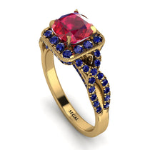 Cushion Cut Ruby Milgrain Engagement Ring - Adelyn No. 70 image 1