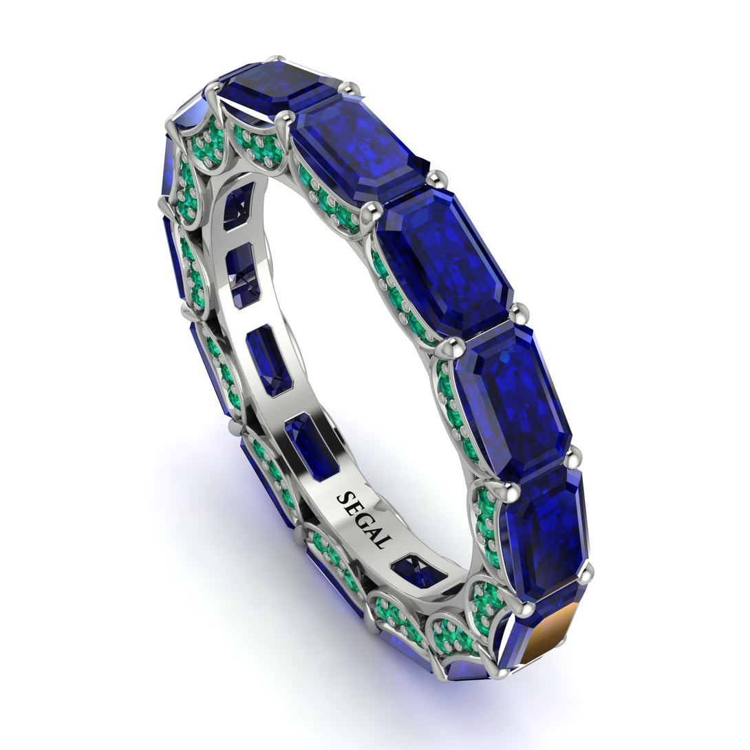 Eternity Emerald Hidden Sapphires Band - Ember No. 30