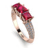 3 Stones Princess Ruby Ring - Rebecca No. 11