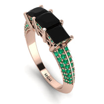 3 Stones Princess Black Diamond Ring - Rebecca No. 23 image 1