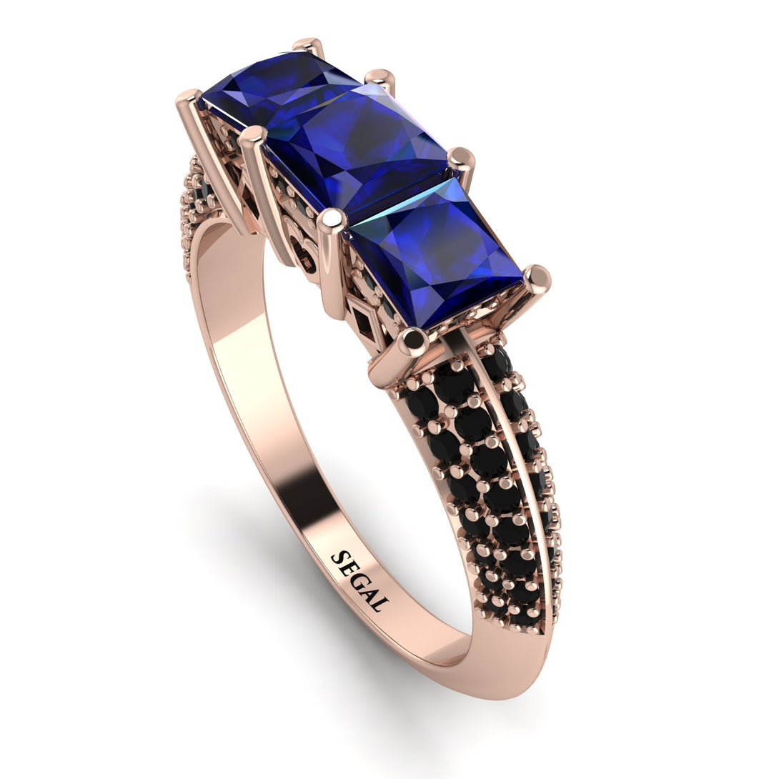 3 Stones Princess Sapphire Ring - Rebecca No. 44