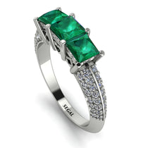 3 Stones Princess Emerald Ring - Rebecca No. 6 image 1