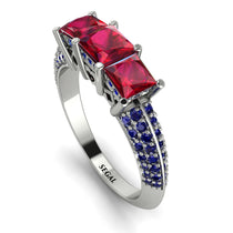 3 Stones Princess Ruby Ring - Rebecca No. 72 image 1
