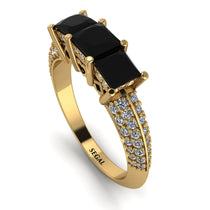 3 Stones Princess Black Diamond Ring - Rebecca No. 7 image 1
