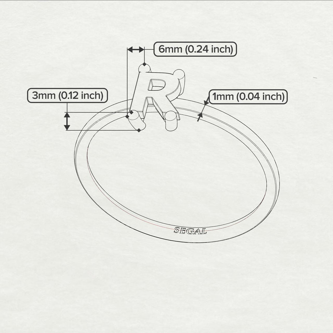 R Letter - Initial Rose Gold Diamond Ring