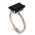 Hidden Halo Emerald Cut Black Diamond Engagement Ring - Melodi No. 8