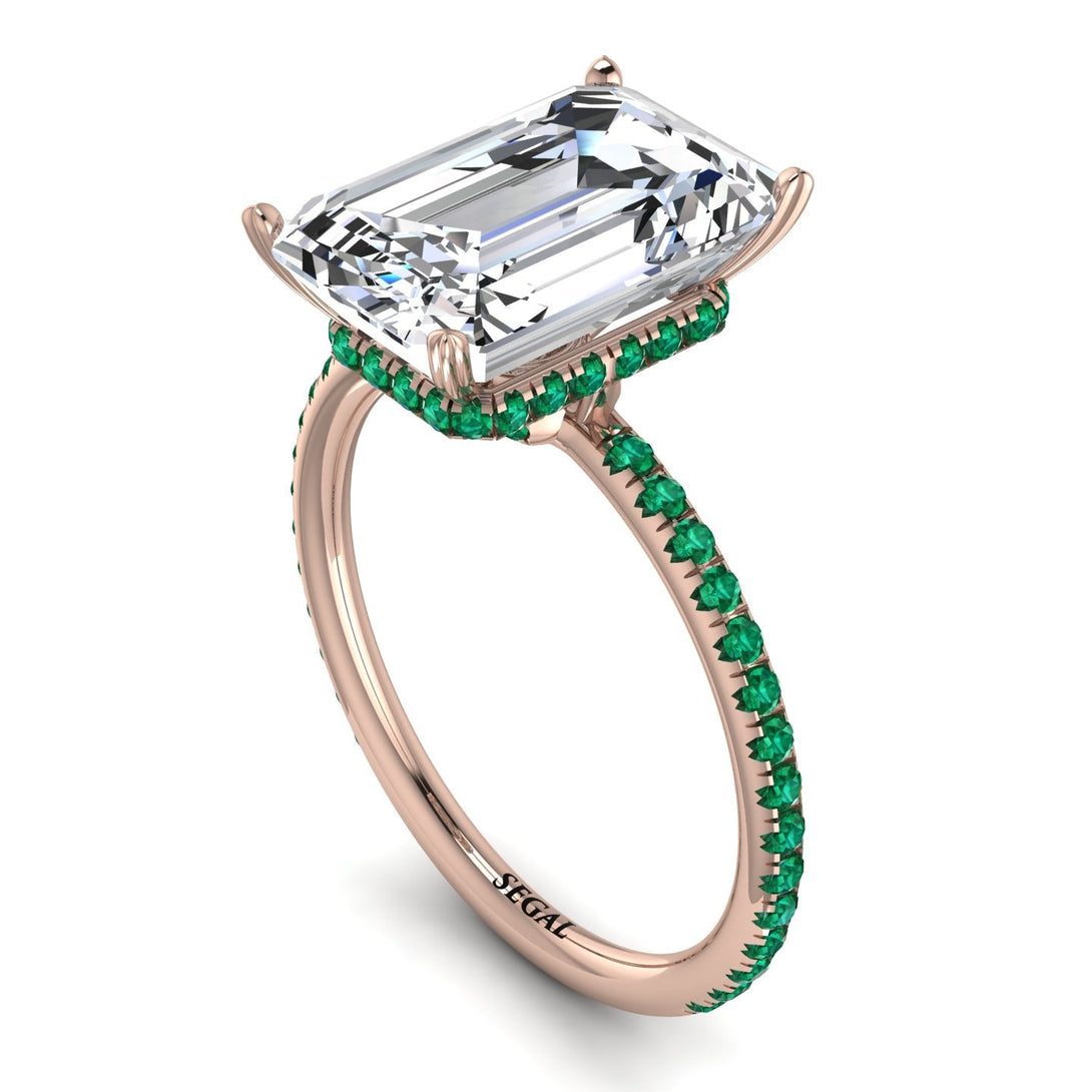 Hidden Halo Emerald Cut Diamond Engagement Ring - Melodi No. 17