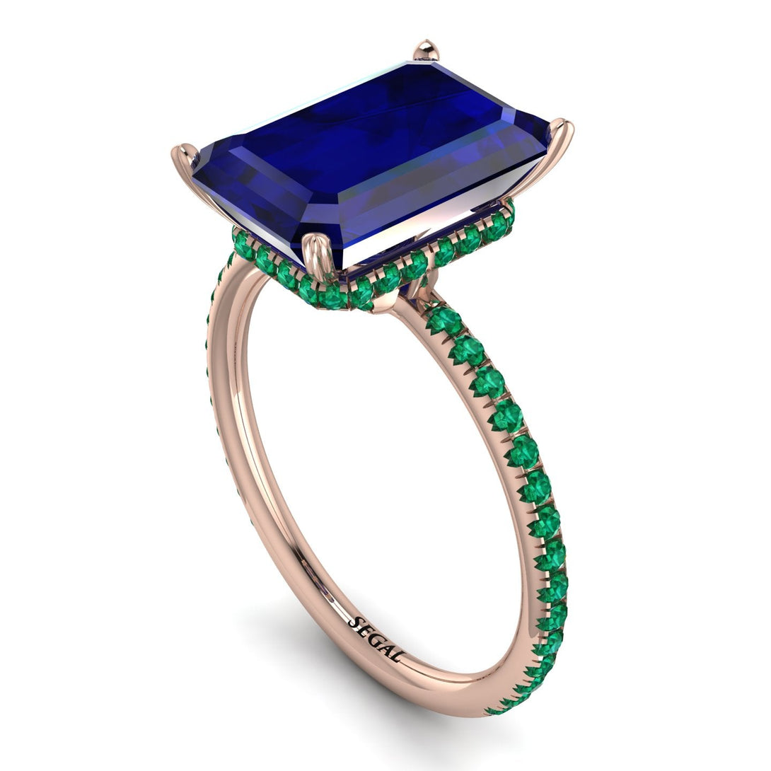 Hidden Halo Emerald Cut Sapphire Engagement Ring - Melodi No. 29