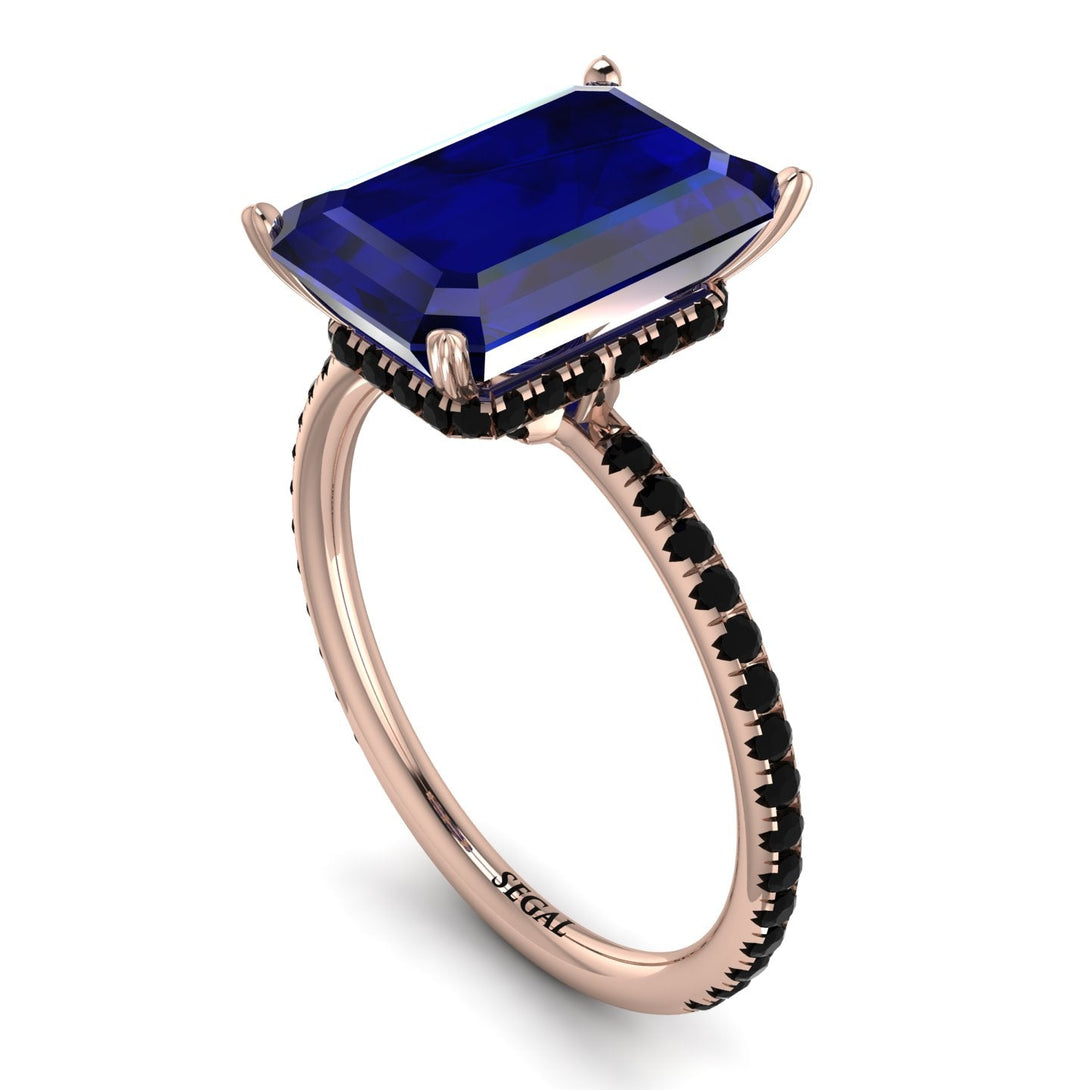 Hidden Halo Emerald Cut Sapphire Engagement Ring - Melodi No. 44