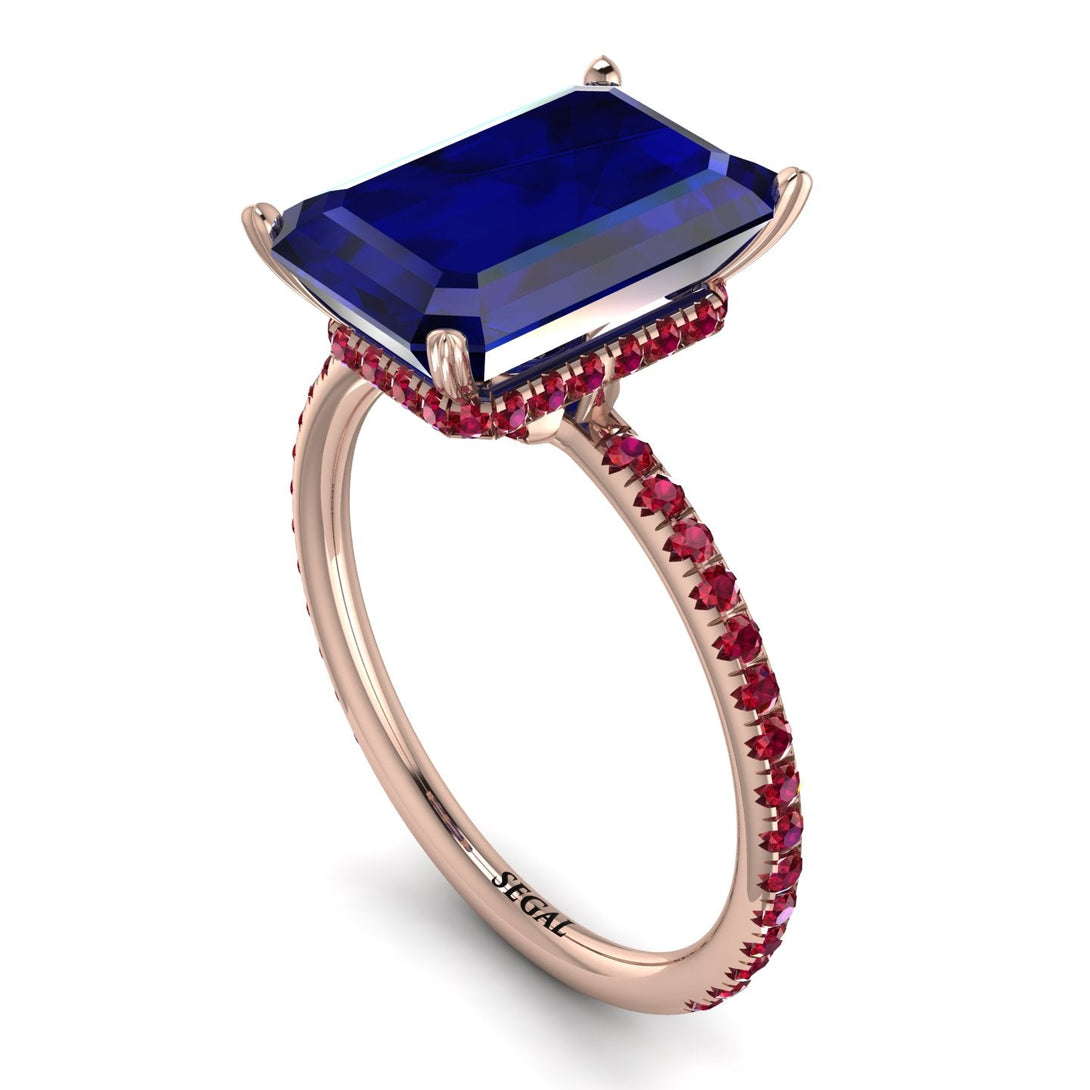 Hidden Halo Emerald Cut Sapphire Engagement Ring - Melodi No. 59
