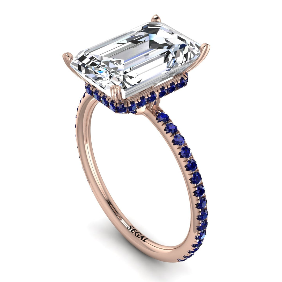 Hidden Halo Emerald Cut Diamond Engagement Ring - Melodi No. 62