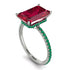 Hidden Halo Emerald Cut Ruby Engagement Ring - Melodi No. 27