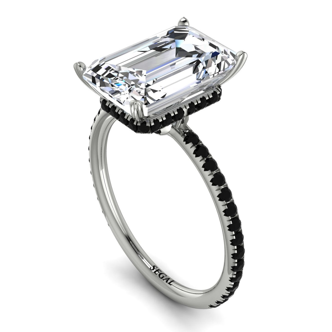 Hidden Halo Emerald Cut Diamond Engagement Ring - Melodi No. 33
