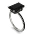 Hidden Halo Emerald Cut Black Diamond Engagement Ring - Melodi No. 39