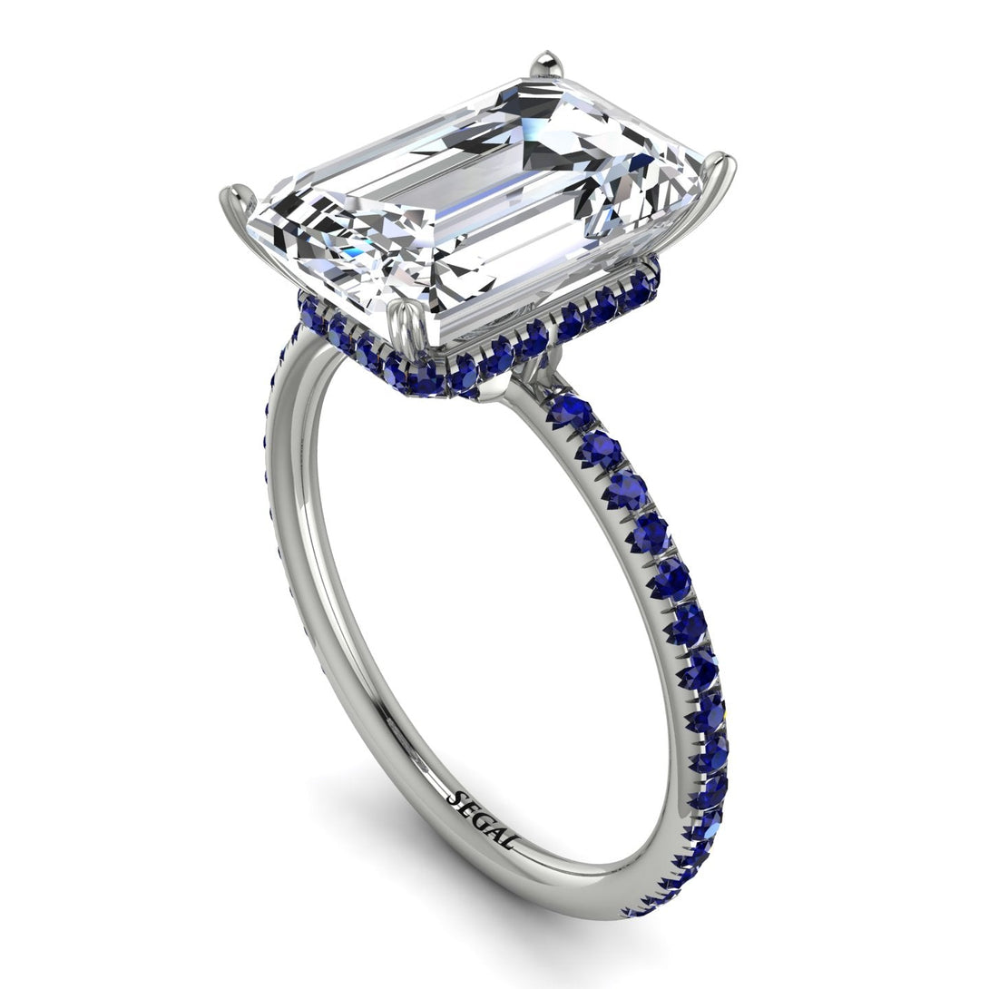 Hidden Halo Emerald Cut Diamond Engagement Ring - Melodi No. 63