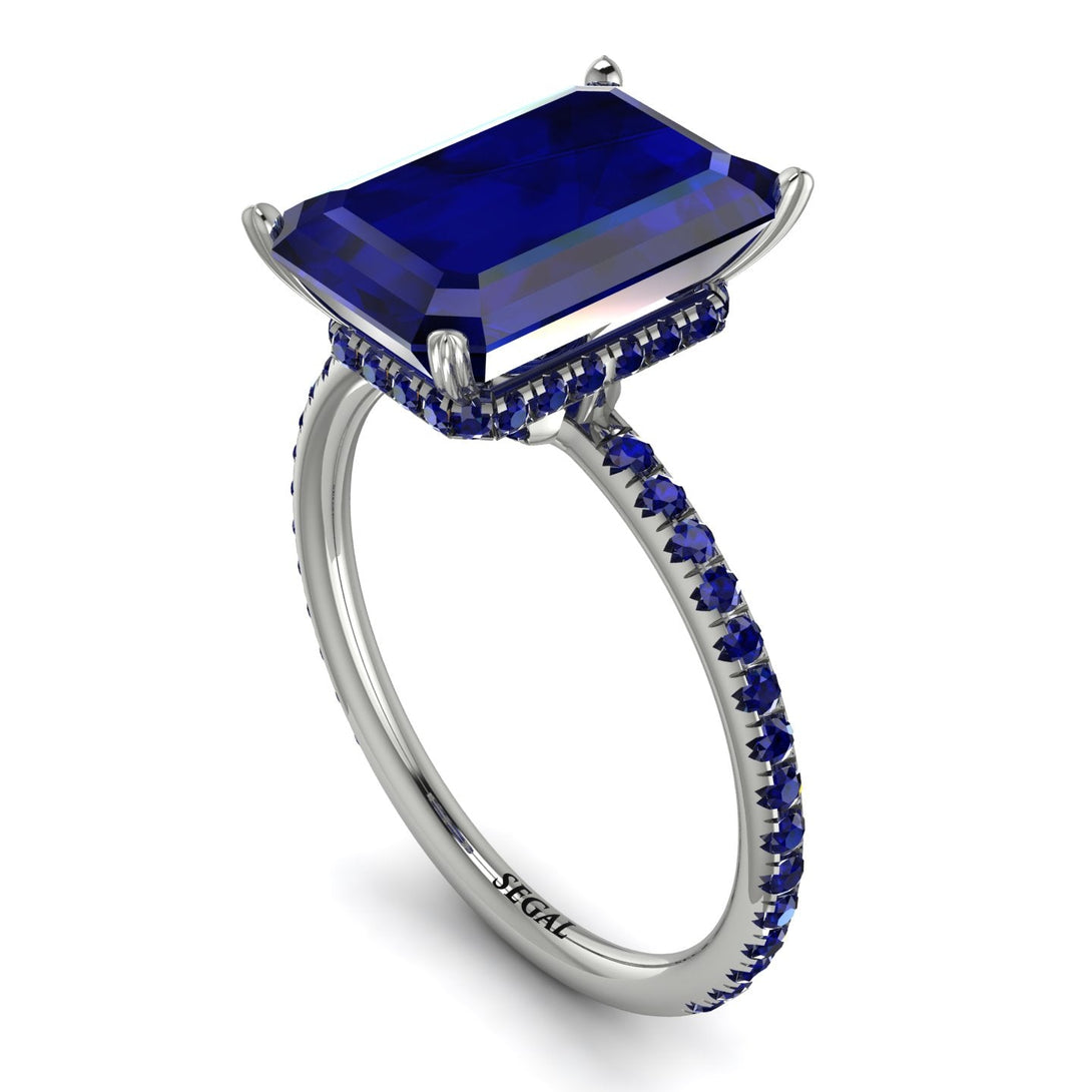 Hidden Halo Emerald Cut Sapphire Engagement Ring - Melodi No. 75