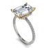 Two Tones Hidden Halo Emerald Cut Diamond Engagement Ring - Melodi No. 77