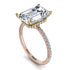 Two Tones Hidden Halo Emerald Cut Diamond Engagement Ring - Melodi No. 76