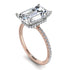 Two Tones Hidden Halo Emerald Cut Diamond Engagement Ring - Melodi No. 78
