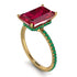 Hidden Halo Emerald Cut Ruby Engagement Ring - Melodi No. 25