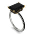 Two Tones Hidden Halo Emerald Cut Black Diamond Engagement Ring - Melodi No. 80