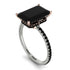 Two Tones Hidden Halo Emerald Cut Black Diamond Engagement Ring - Melodi No. 81