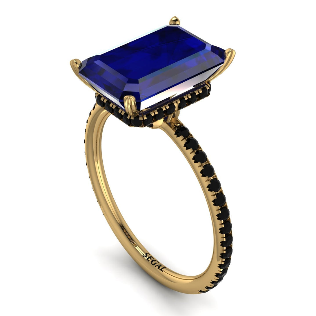 Hidden Halo Emerald Cut Sapphire Engagement Ring - Melodi No. 43