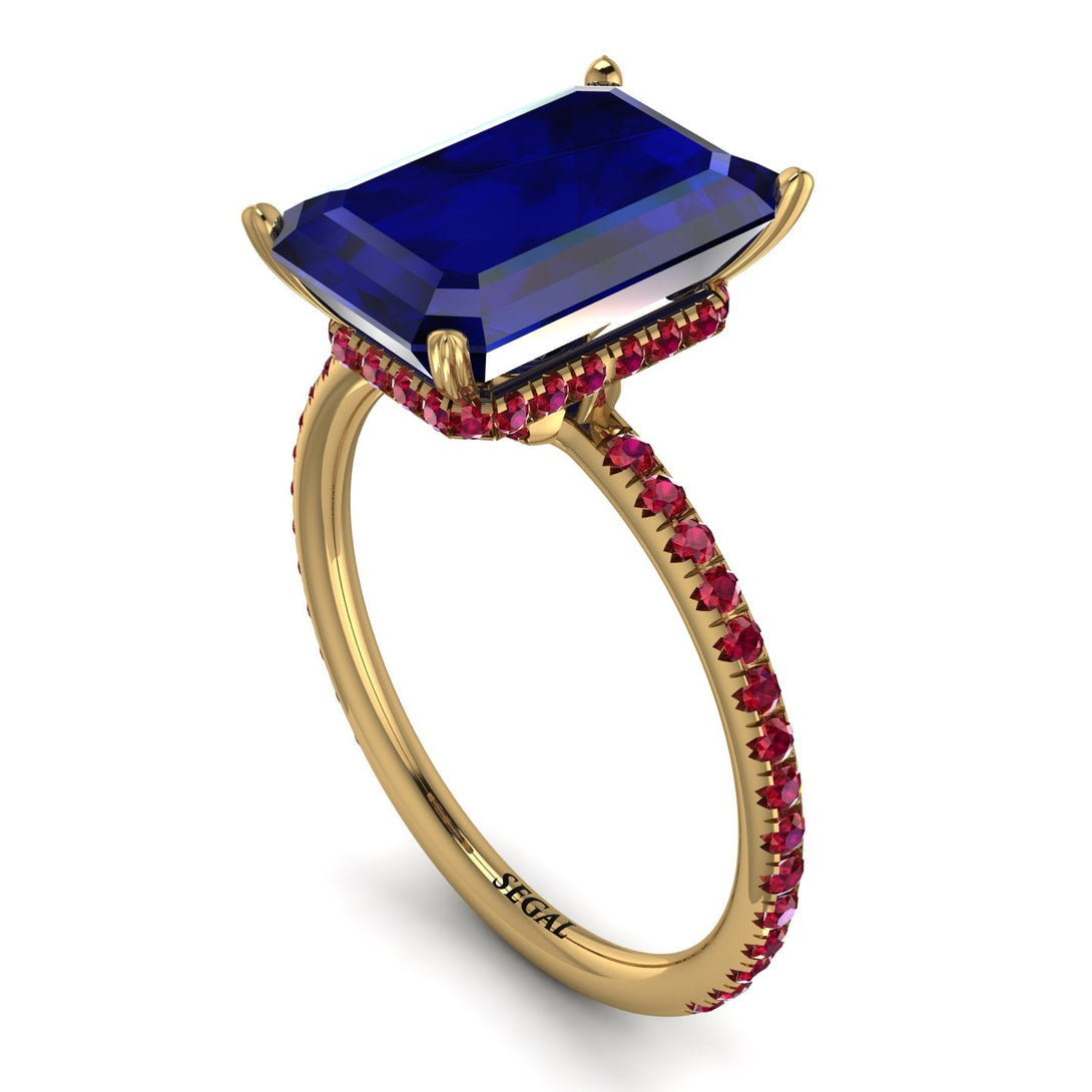 Hidden Halo Emerald Cut Sapphire Engagement Ring - Melodi No. 58