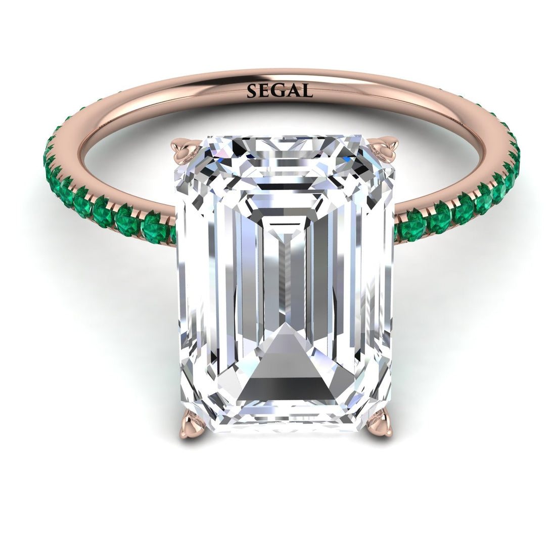 Hidden Halo Emerald Cut Diamond Engagement Ring - Melodi No. 17