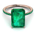 Hidden Halo Emerald Cut Emerald Engagement Ring - Melodi No. 20
