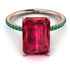 Hidden Halo Emerald Cut Ruby Engagement Ring - Melodi No. 26