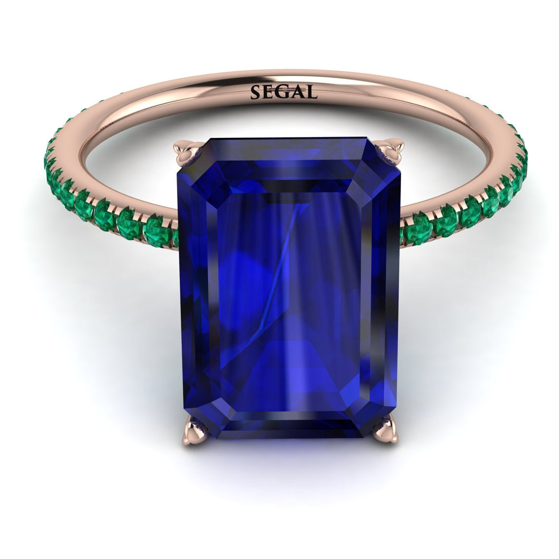 Hidden Halo Emerald Cut Sapphire Engagement Ring - Melodi No. 29