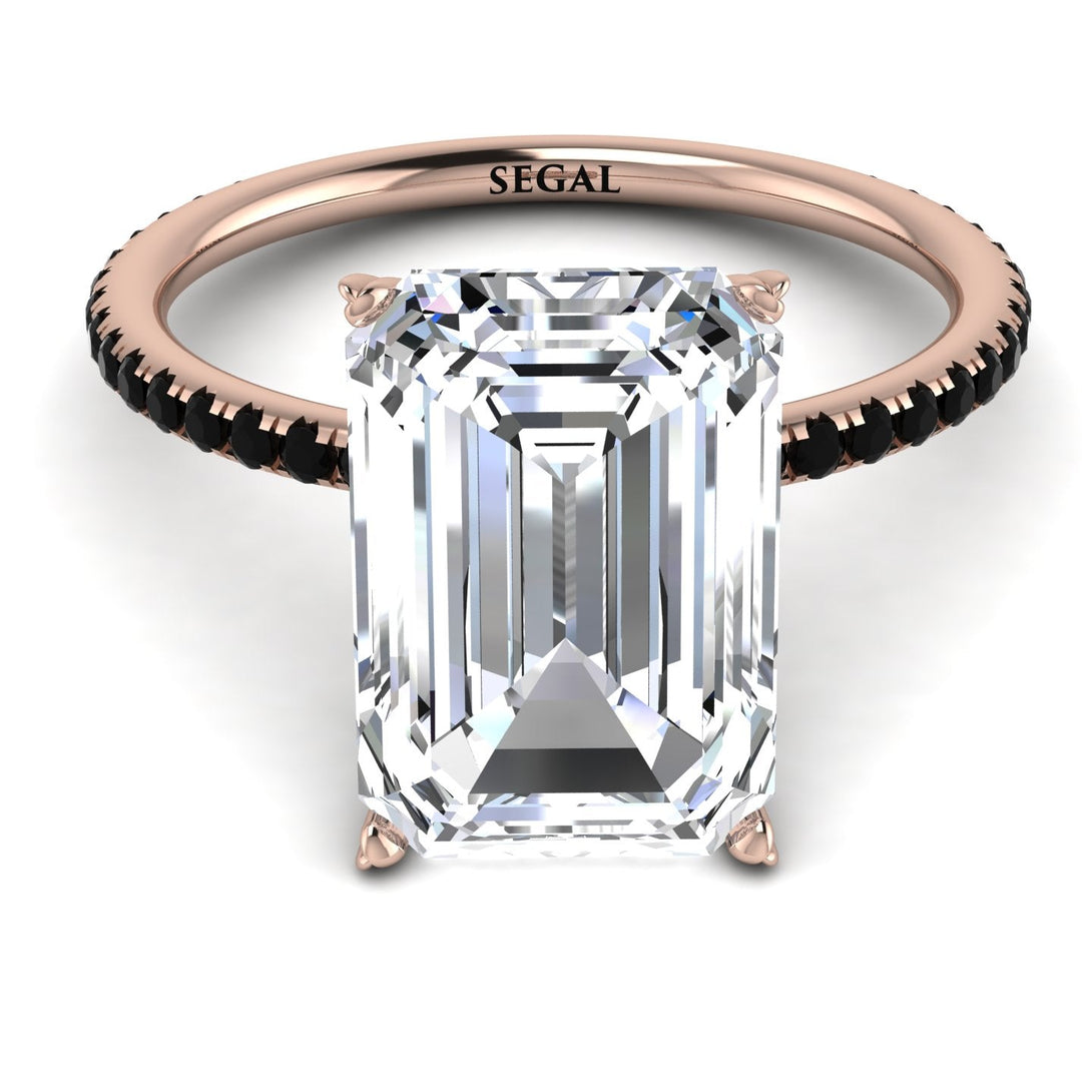 Hidden Halo Emerald Cut Diamond Engagement Ring - Melodi No. 32