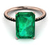 Hidden Halo Emerald Cut Emerald Engagement Ring - Melodi No. 35