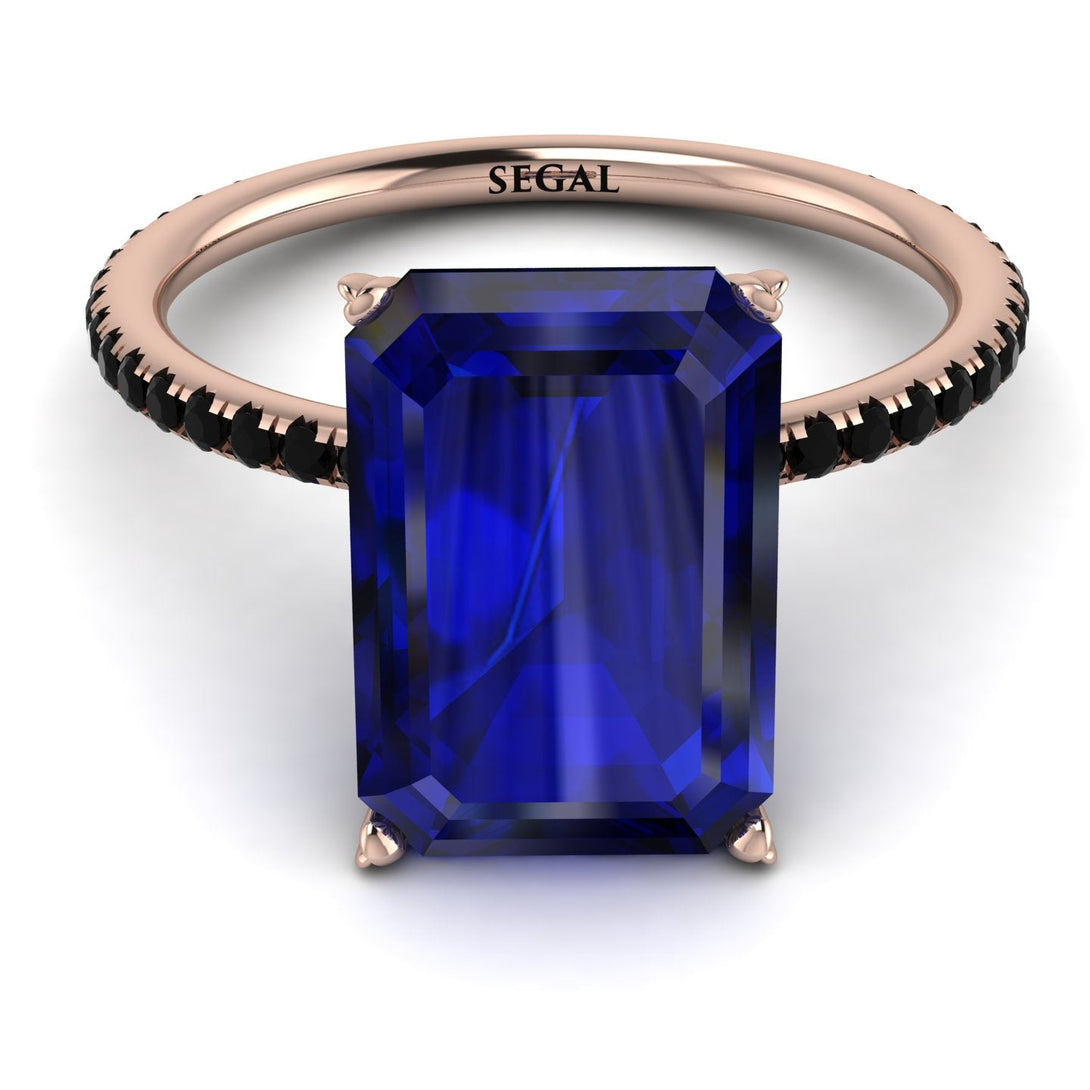 Hidden Halo Emerald Cut Sapphire Engagement Ring - Melodi No. 44