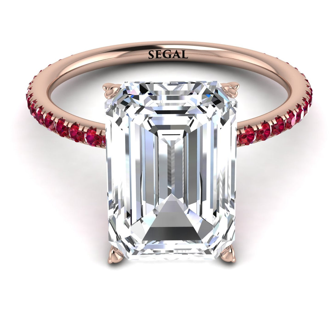 Hidden Halo Emerald Cut Diamond Engagement Ring - Melodi No. 47