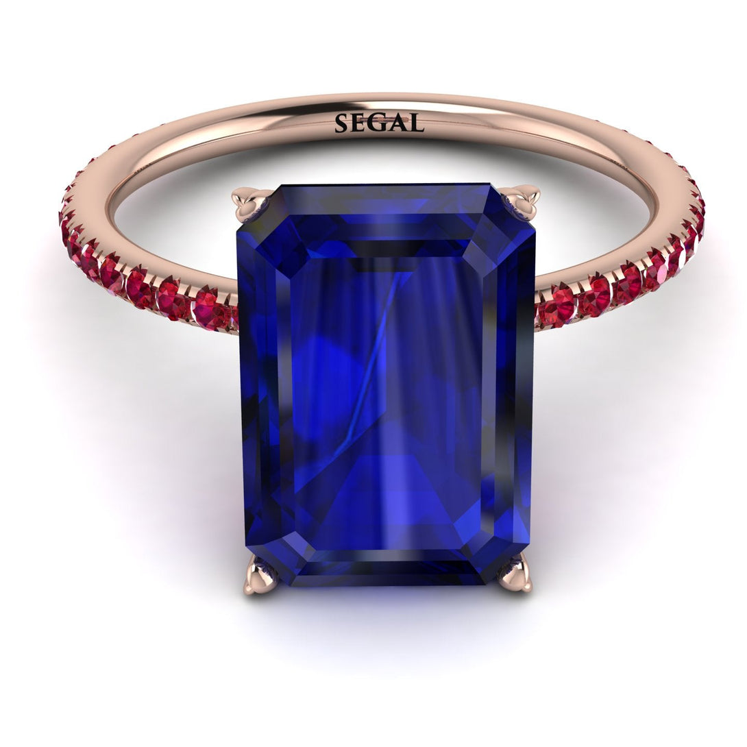 Hidden Halo Emerald Cut Sapphire Engagement Ring - Melodi No. 59