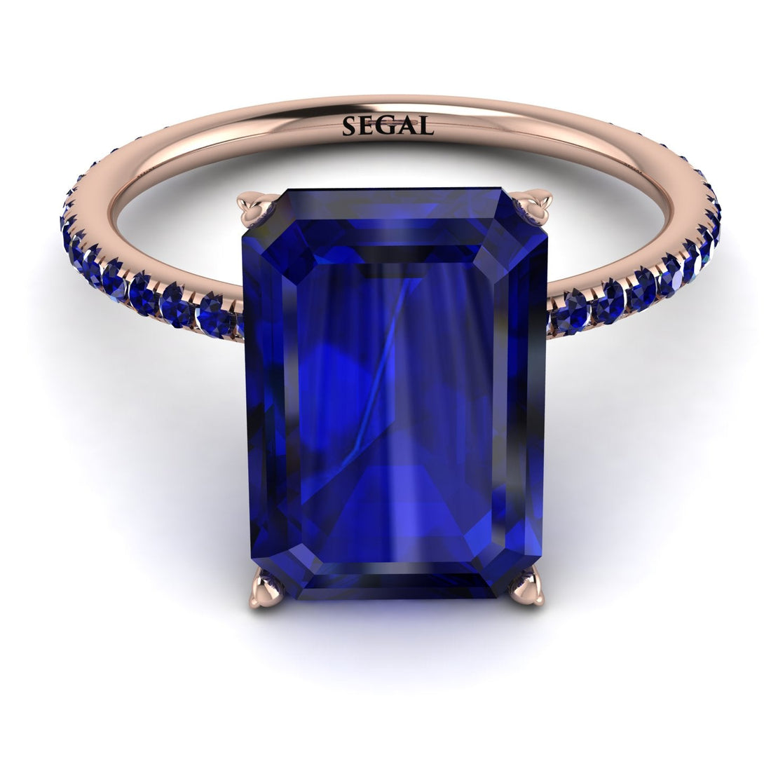 Hidden Halo Emerald Cut Sapphire Engagement Ring - Melodi No. 74